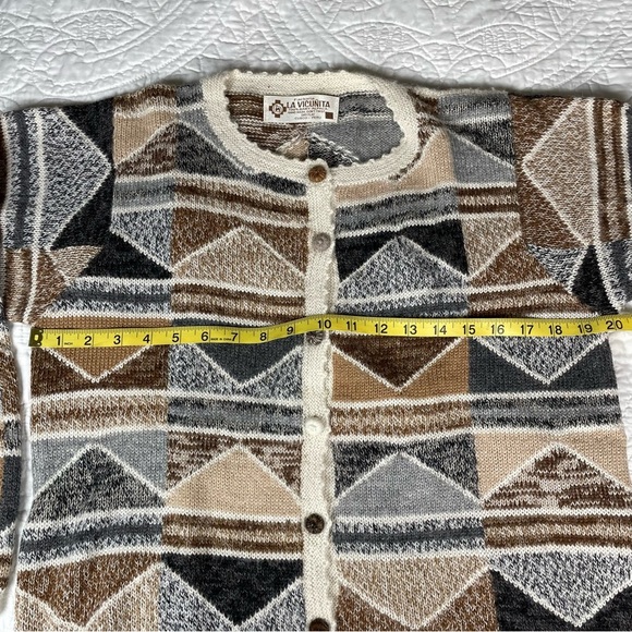 La Vicunita Baby Alpaca Multi Colored Cardigan Abstract print Sweater XL - Picture 6 of 11